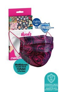 Medizer Tek Kullanımlık 3 Katlı Lastikli Telli 100'lü Yetişkin Ultrasonik Cerrahi Maske Pembe