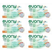 Evony Tek Kullanımlık 3 Katlı Lastikli Telli 300'lü Yetişkin Cerrahi Maske Beyaz