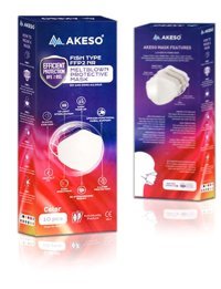 Akeso F95 Tek Kullanımlık 5 Katlı Lastikli Telli 10'lu Yetişkin Ultrasonik Maske Pembe