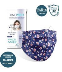 Unomed Tek Kullanımlık 3 Katlı Lastikli Telli 30'lu Çocuk Ultrasonik Cerrahi Maske Mavi
