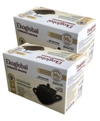 Ekoglobal Tek Kullanımlık 3 Katlı Lastikli Telli 100'lü Yetişkin Ultrasonik Maske Siyah