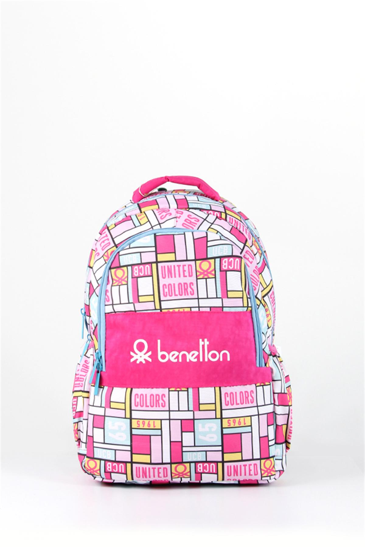 United Colors Of Benetton 76110 Geometrik 4 Gözlü Pembe İlkokul Kız Çocuk Sırt Çantası