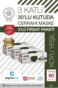 Saytekmed Tek Kullanımlık Lastikli Telli 40'lı Yetişkin Maske Lacivert