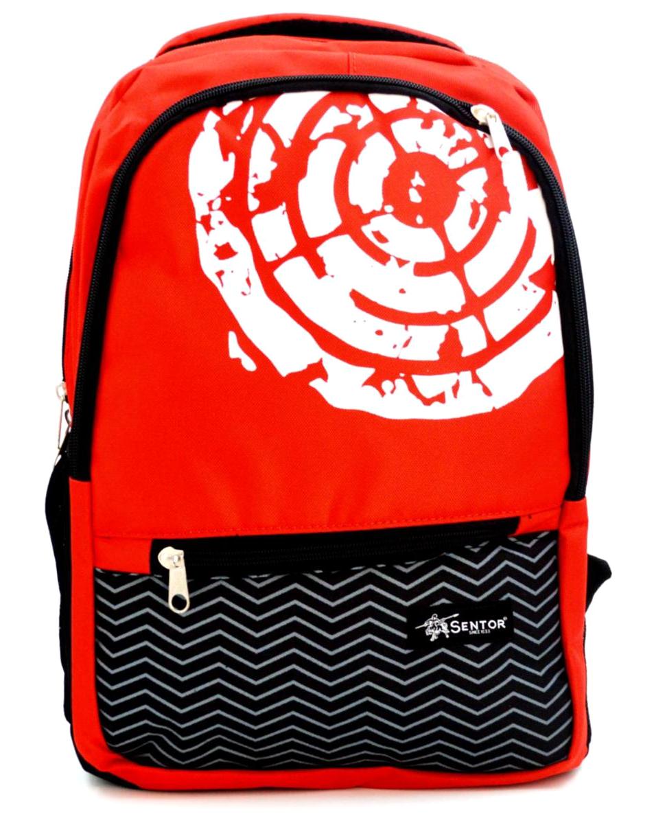 Sentor SN-2003 Yazılı 3 Gözlü Kırmızı Lise-Üniversite Unisex Sırt Çantası