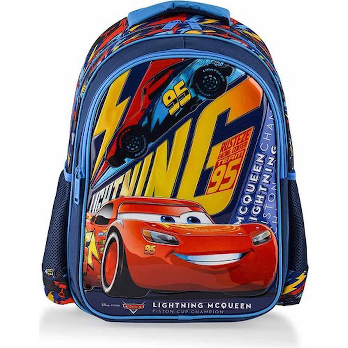 Frocx OTTO-48234 Şimşek Mcqueen Cars 4 Gözlü Lacivert İlkokul Erkek Çocuk Sırt Çantası