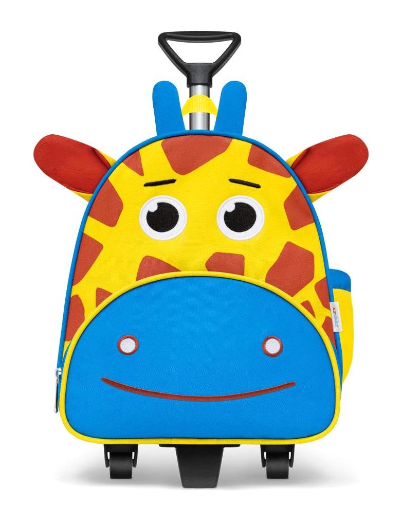Zoozy Zürafa Hayvan Tekerlekli 2 Gözlü Mavi-Sarı Anaokulu Unisex Çekçekli Çantası