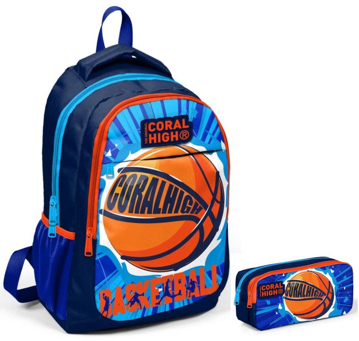 Yaygan Çanta Kids Basketbol Su Geçirmez 3 Gözlü Turuncu İlkokul Erkek Sırt Çantası + Kalemlik