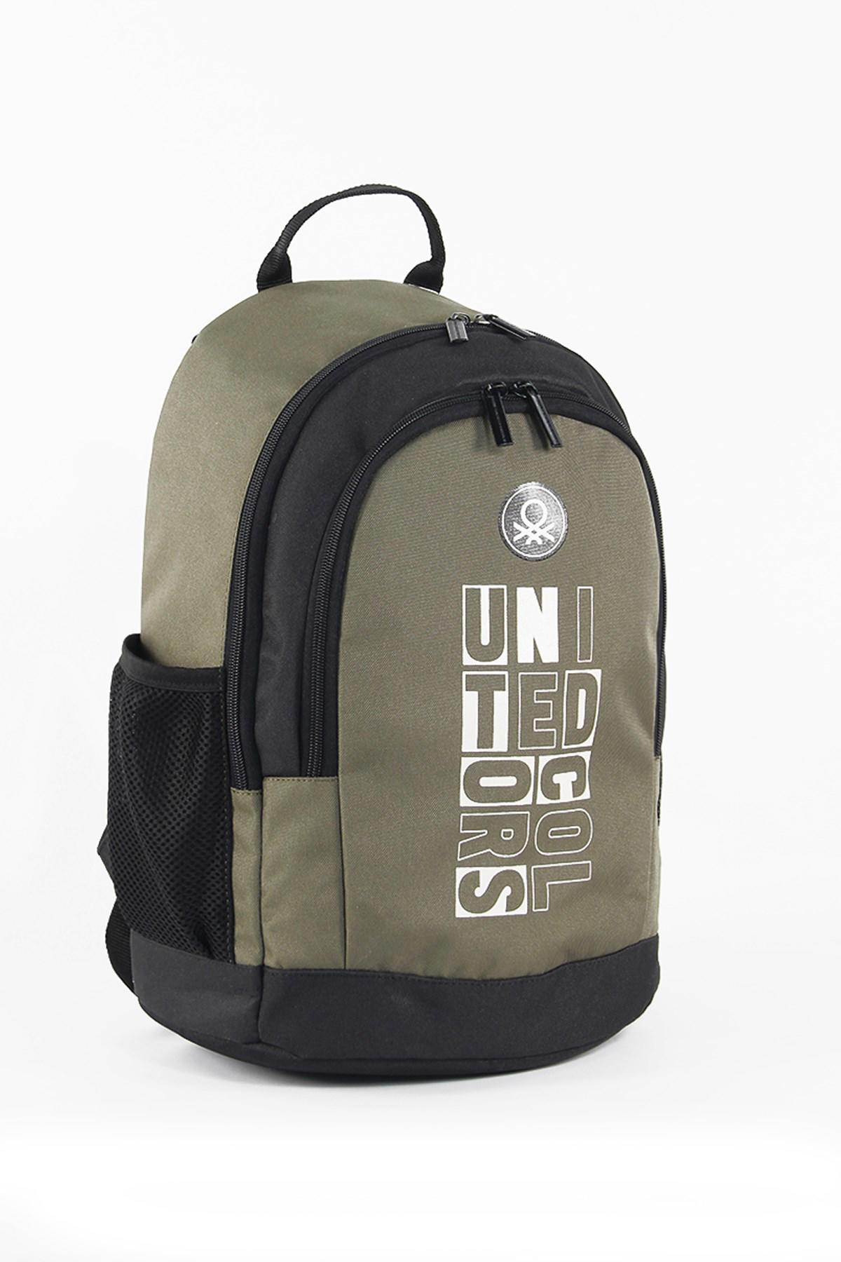 United Colors Of Benetton 04292 Kareli Su Geçirmez 2 Gözlü Çok Renkli Lise-Üniversite Unisex Sırt Çantası