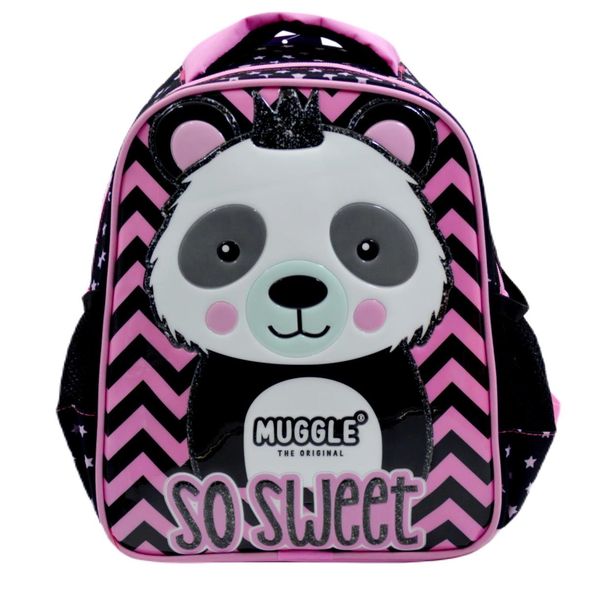 Muggle MU-7327 Panda Hayvan Su Geçirmez Tek Gözlü Pembe-Siyah Anaokulu Kız Çocuk Sırt Çantası