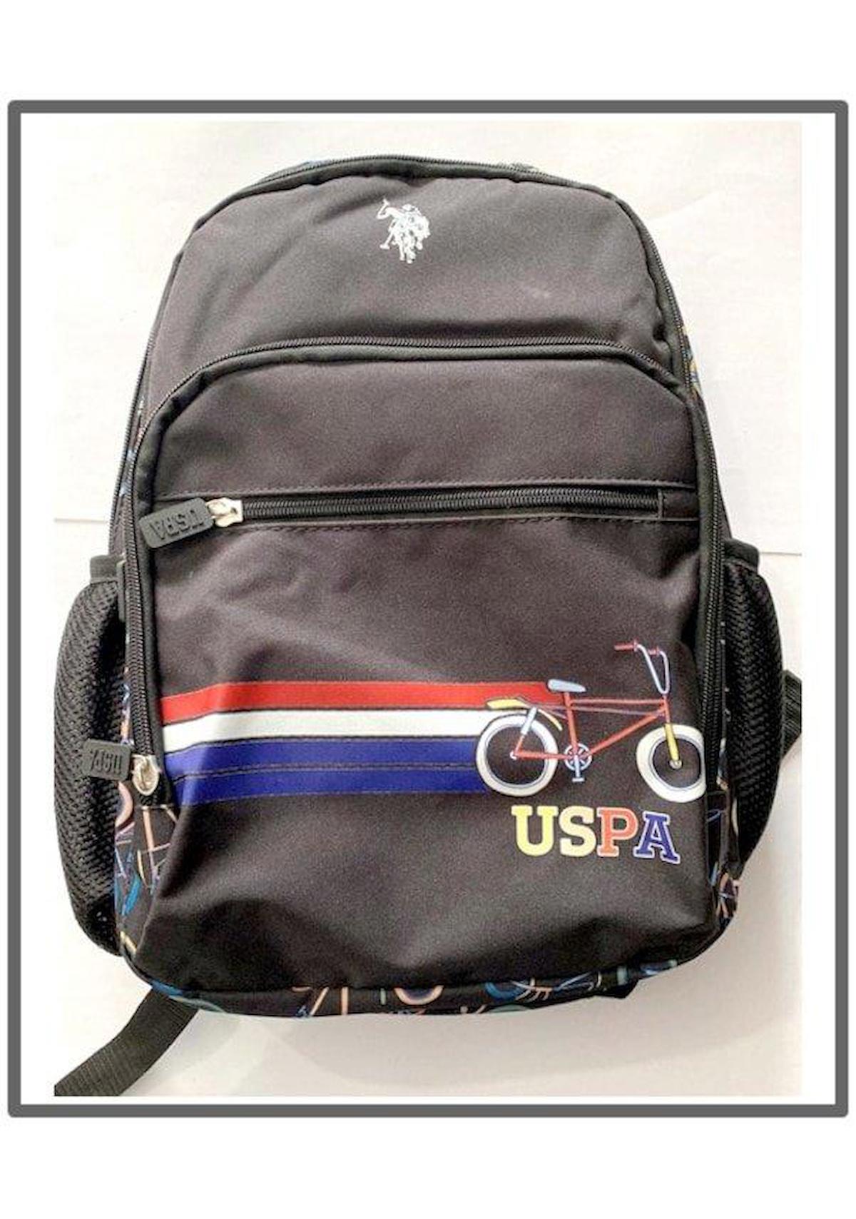 U.S. Polo Assn. Plçan23309 Su Geçirmez 2 Gözlü Siyah Lise-Üniversite Unisex Sırt Çantası