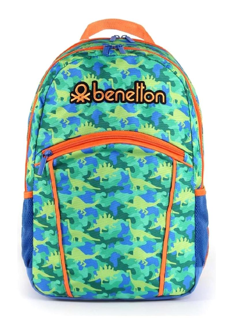 United Colors Of Benetton 03660 Dinozor Hayvan 5 Gözlü Yeşil İlkokul Unisex Sırt Çantası