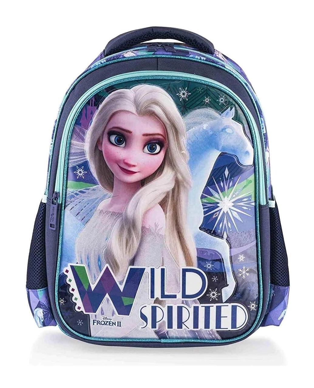 Frocx 41109 Elsa Frozen Su Geçirmez 2 Gözlü Lacivert İlkokul Kız Çocuk Sırt Çantası