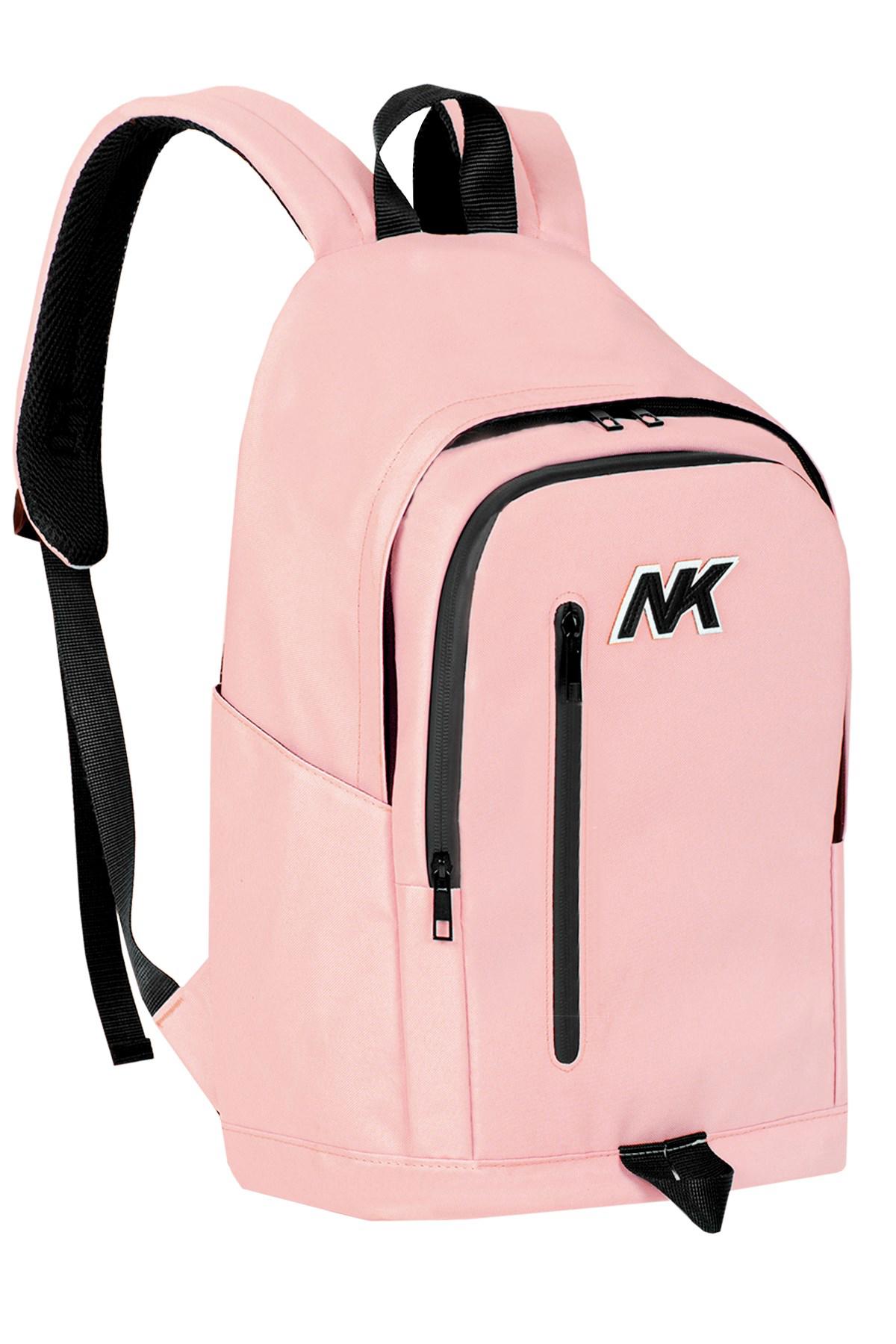 NK Su Geçirmez 3 Gözlü Pembe Lise-Üniversite Unisex Sırt Çantası