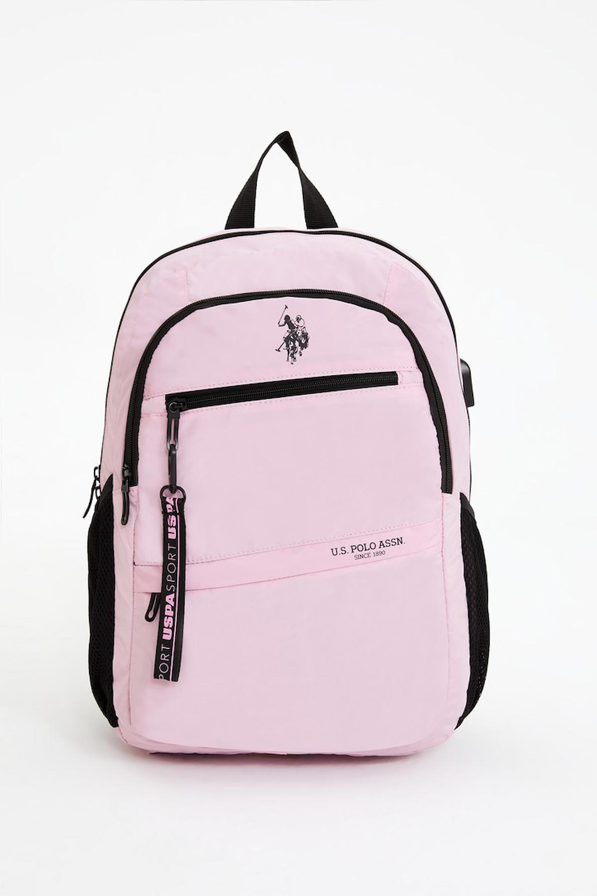 U.S. Polo Assn. PLÇAN22188 Su Geçirmez 3 Gözlü Pembe Lise-Üniversite Unisex Sırt Çantası