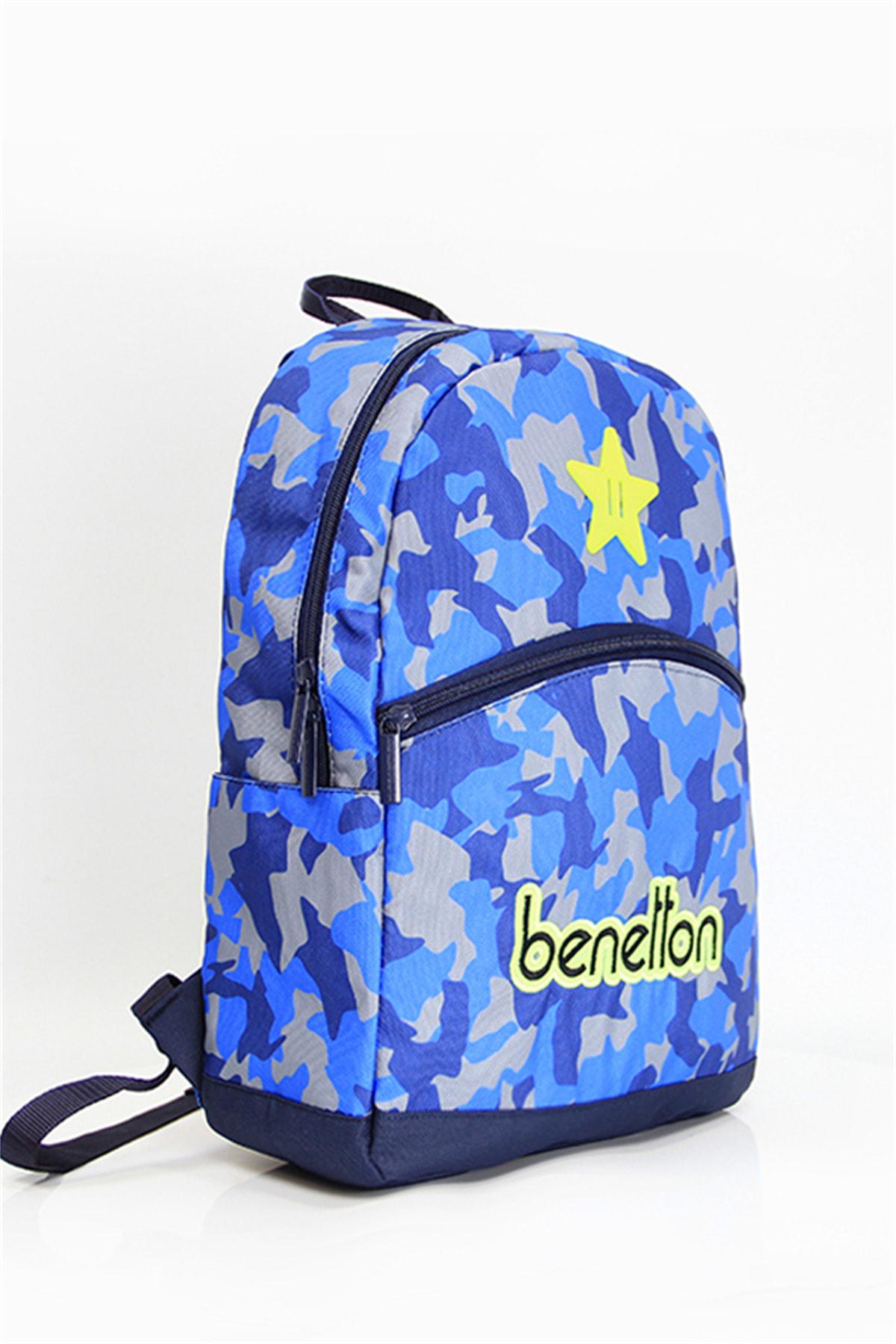 United Colors Of Benetton 76058 Kamuflaj 2 Gözlü Lacivert İlkokul Erkek Sırt Çantası