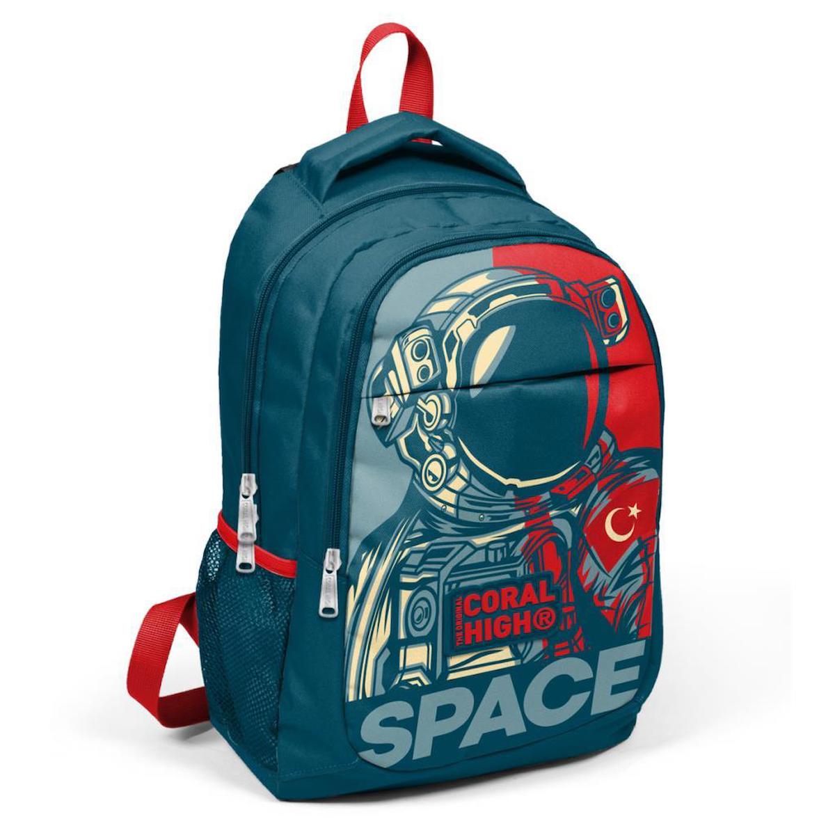 Yaygan Çanta 14389 Astronot Uzay Su Geçirmez 3 Gözlü Çok Renkli İlkokul Erkek Çocuk Sırt Çantası