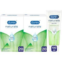Durex Naturals İnce Prezervatif 2x20'li+ Naturals Pure Kayganlaştırıcı Jel 100 ml