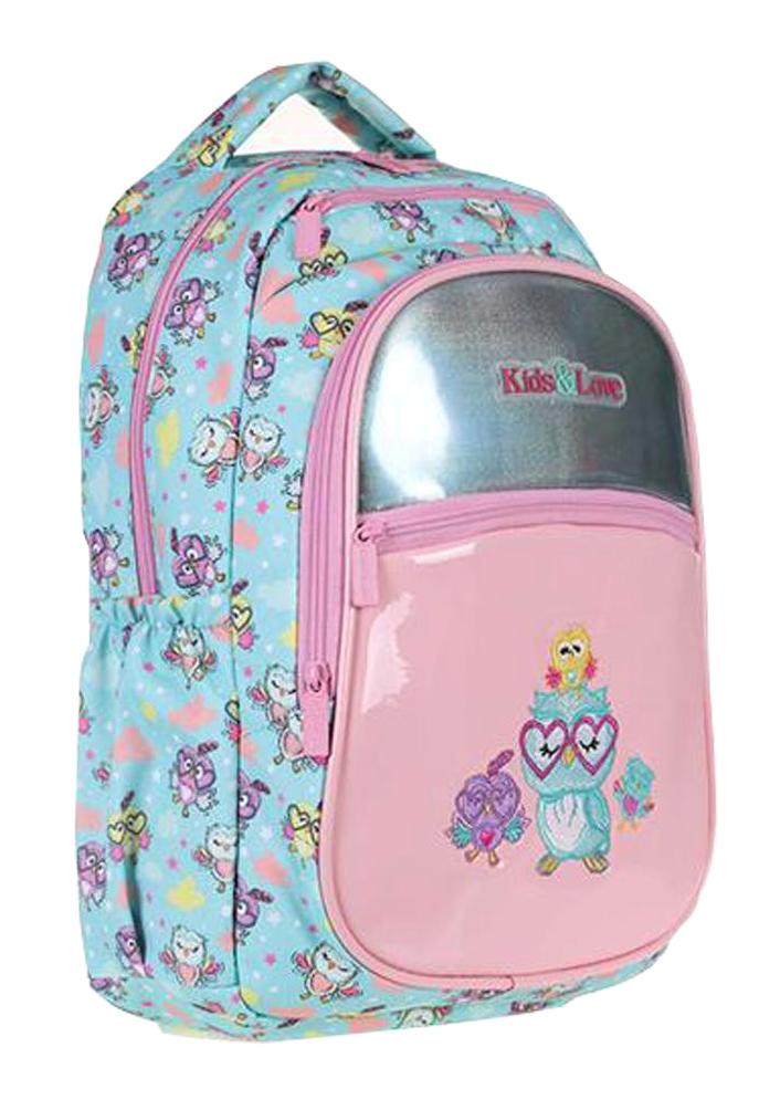 Kaukko L5070 Kuş Hayvan 4 Gözlü Turkuaz İlkokul Kız Çocuk Sırt Çantası