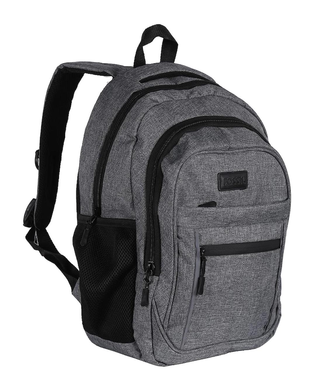 Fossil 9501-28 Su Geçirmez 3 Gözlü Gri Lise-Üniversite Unisex Sırt Çantası