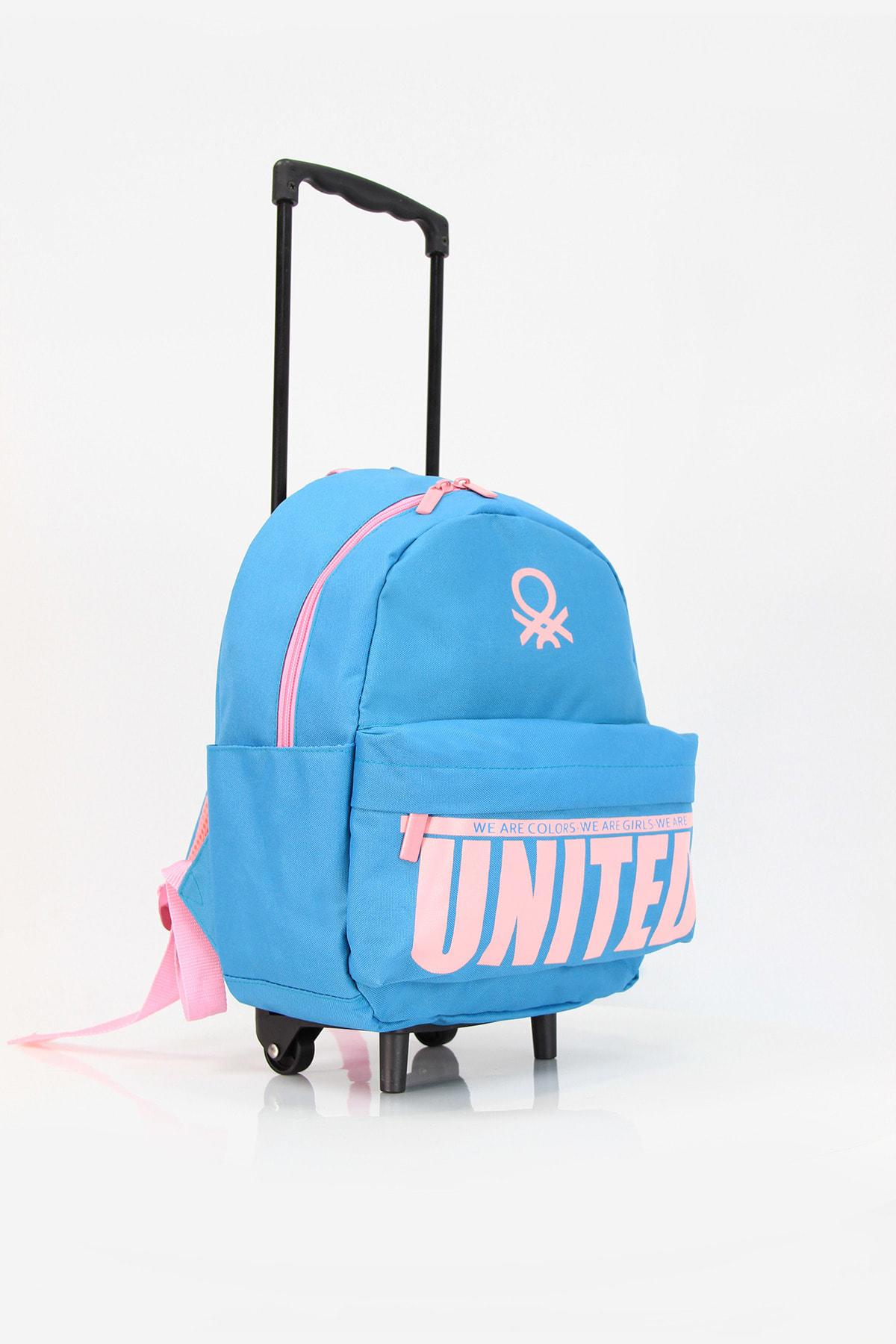 United Colors Of Benetton 76101 Tekerlekli 4 Gözlü Mavi Anaokulu Unisex Çekçekli Çantası