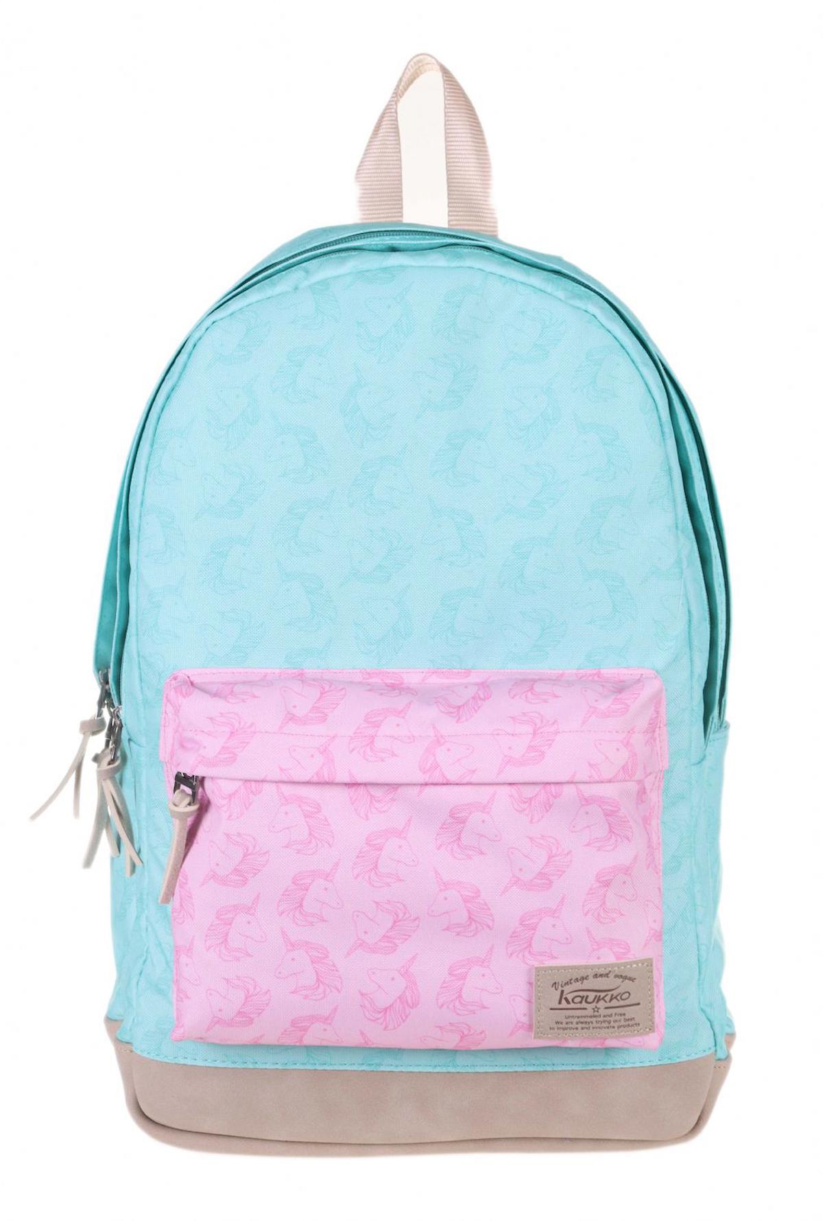 Kaukko Wichlight Unicorn Hayvan 3 Gözlü Mavi-Pembe İlkokul Kız Çocuk Sırt Çantası