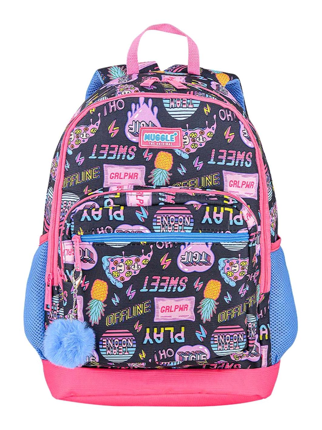 Muggle MU-0327 Şekilli Su Geçirmez 3 Gözlü Siyah İlkokul Unisex Sırt Çantası