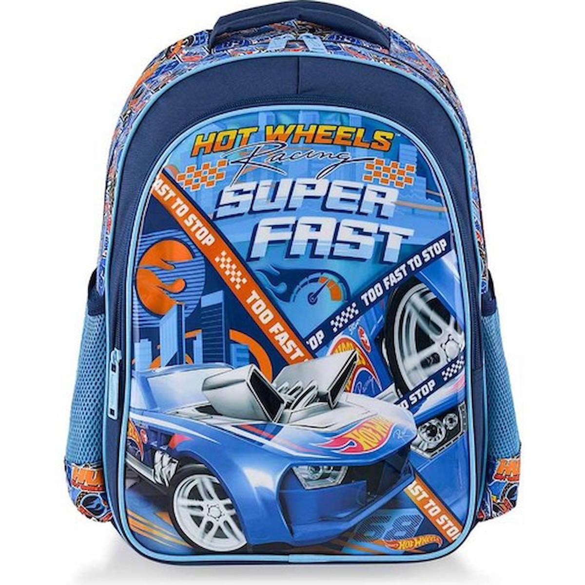 Frocx OTTO-48373 Hot Wheels Mattel 4 Gözlü Mavi İlkokul Erkek Çocuk Sırt Çantası