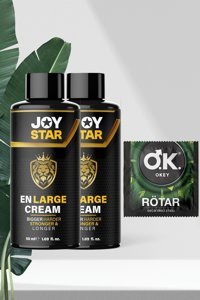 Okey Rötar Geciktiricili Prezervatif Tekli+Joystar En Large Erkeklere Özel Büyütücü Krem 2 Adet