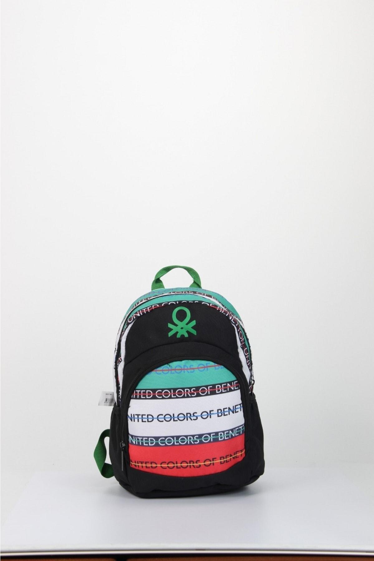 United Colors Of Benetton 3205 Yazılı 2 Gözlü Siyah Lise-Üniversite Unisex Sırt Çantası