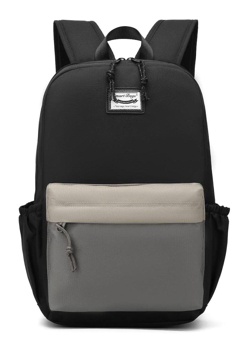 Smart Bags 3158 Çok Gözlü Gri-Siyah Lise-Üniversite Unisex Sırt Çantası