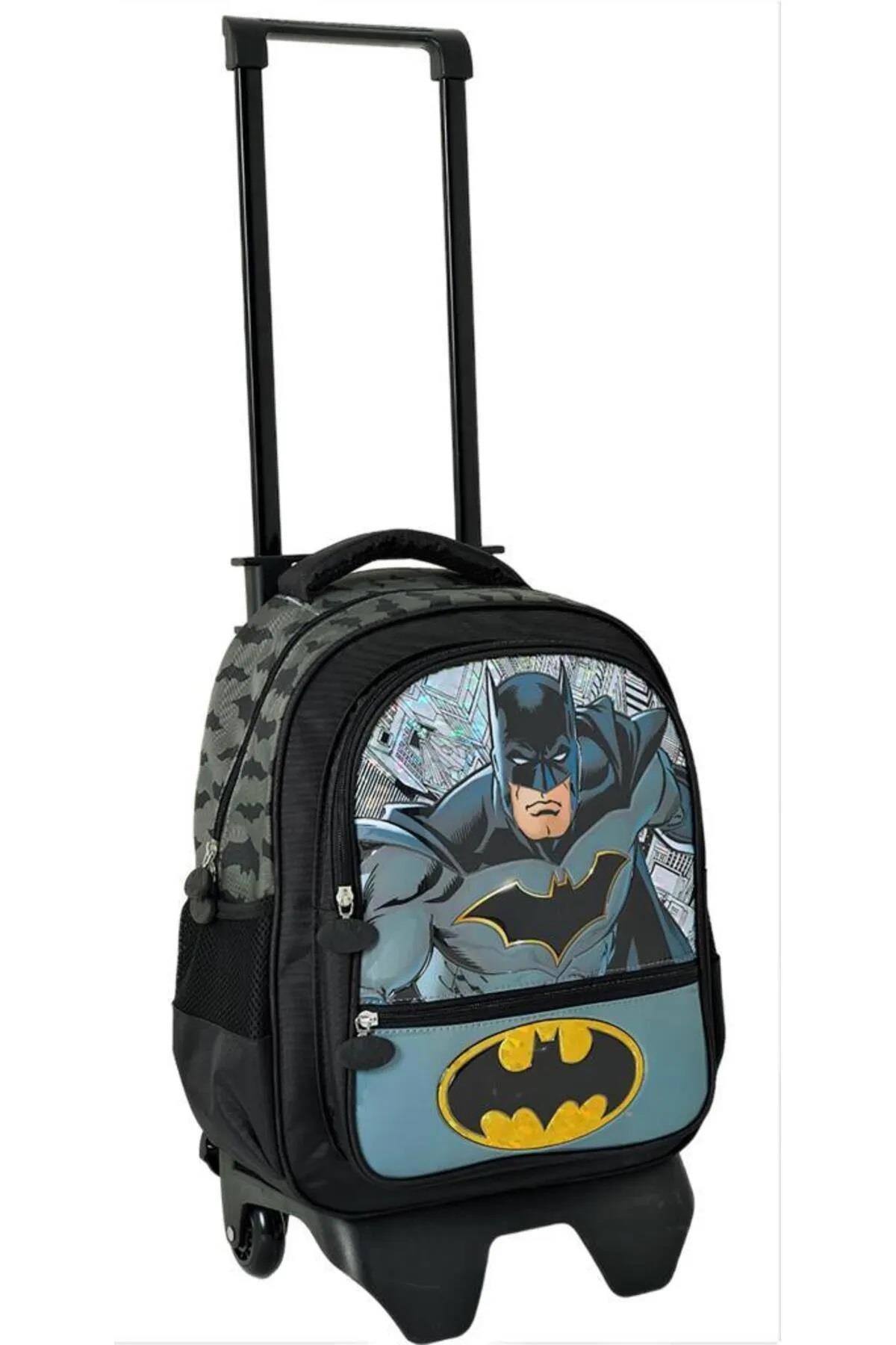 ModaOnn Exclusive Batman DC Tekerlekli 5 Gözlü Gri İlkokul Erkek Çocuk Çekçekli Çantası