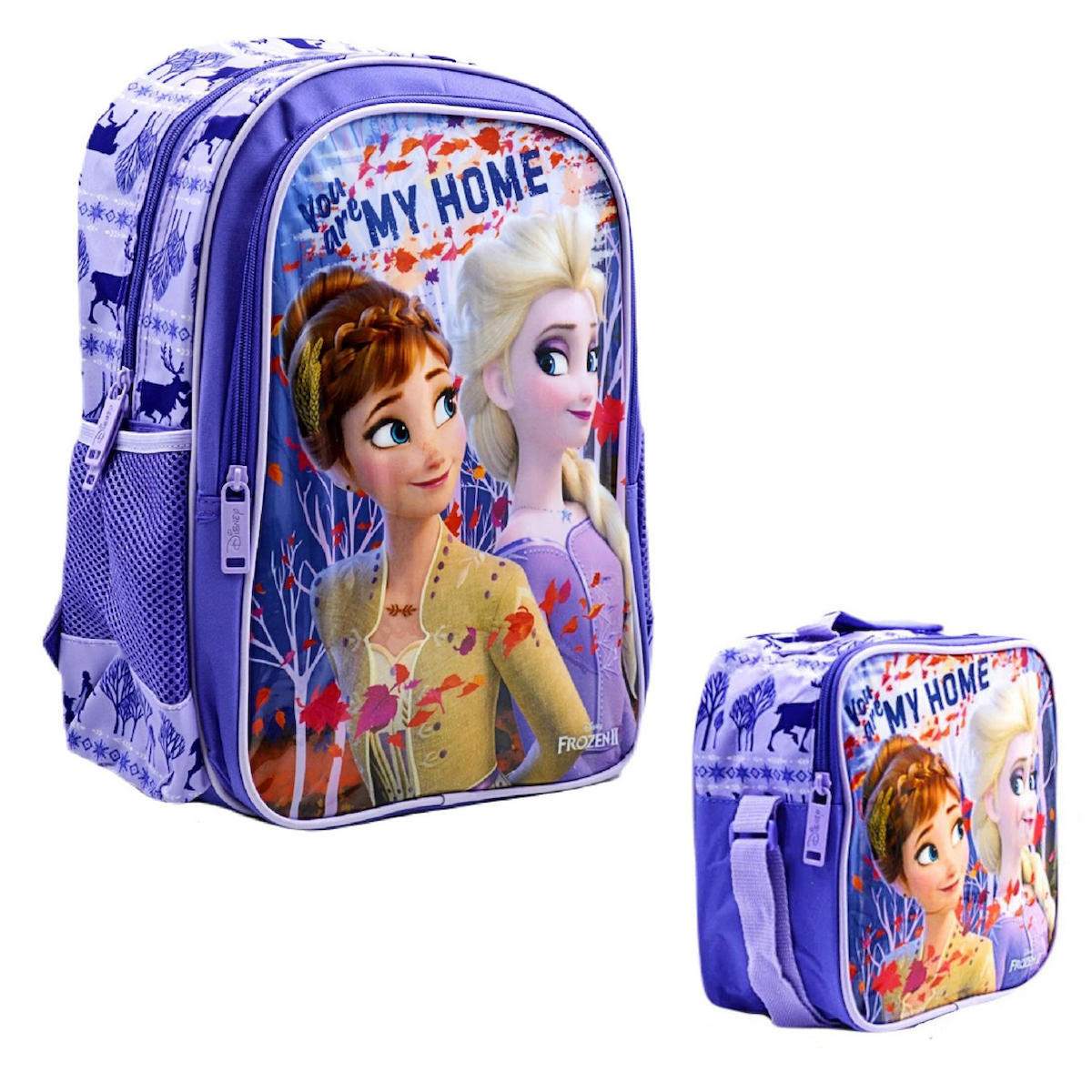 Frocx 48021 Frozen Su Geçirmez 2 Gözlü Mor İlkokul Kız Çocuk Sırt Çantası + Beslenme Çantası