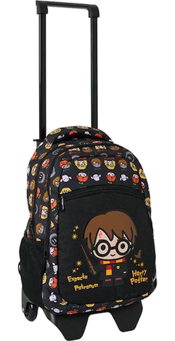 Harry Potter Harry Potter Tekerlekli 3 Gözlü Siyah İlkokul Unisex Çekçekli Çantası