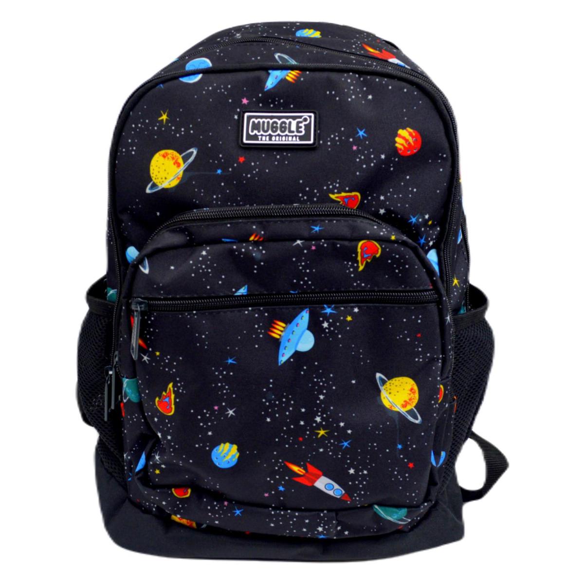 Mikro MU-0402 Gezegen Uzay Su Geçirmez 4 Gözlü Lacivert İlkokul Unisex Sırt Çantası