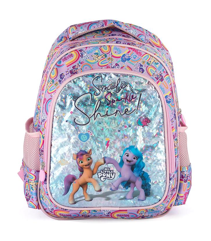 Me Çantam SMILE SPANKLE SHINE My Little Pony Su Geçirmez 2 Gözlü Lila İlkokul Kız Çocuk Sırt Çantası