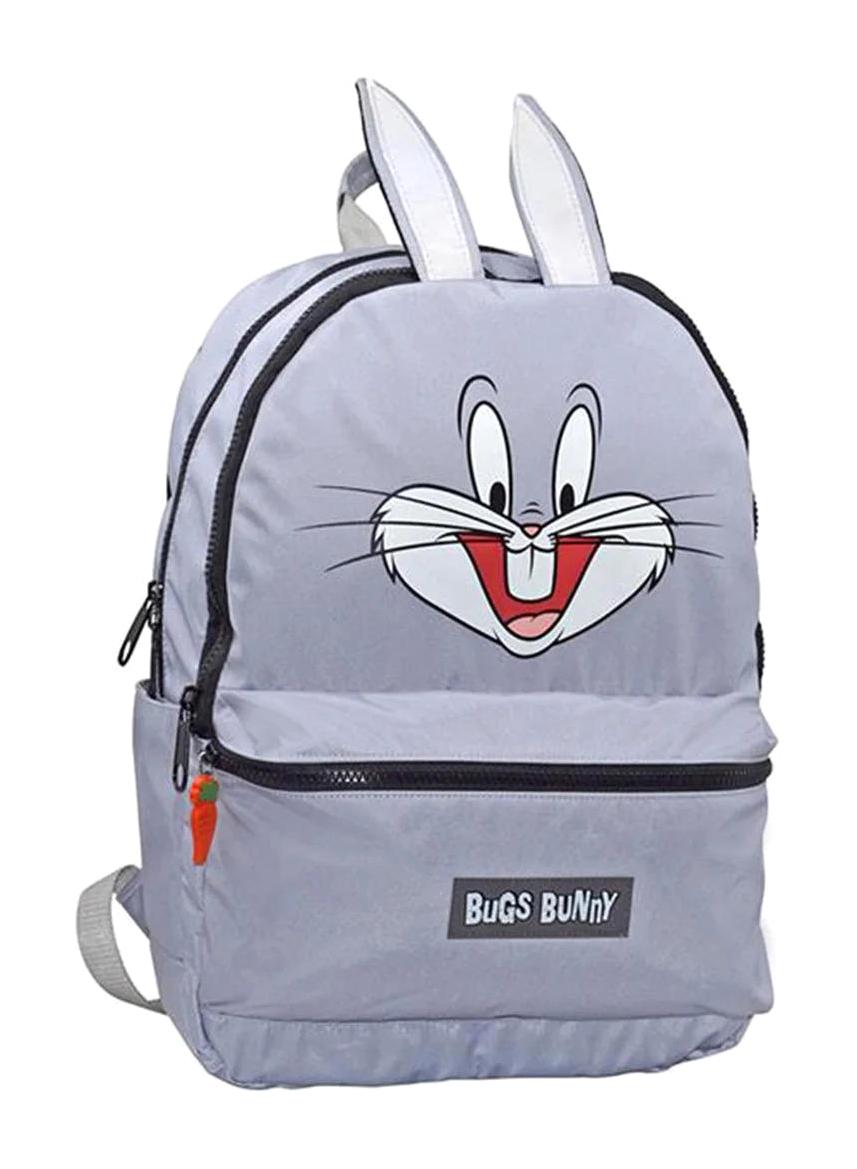 Optizon Bugs Bunny Looney Tunes Su Geçirmez 3 Gözlü Gri İlkokul Unisex Sırt Çantası