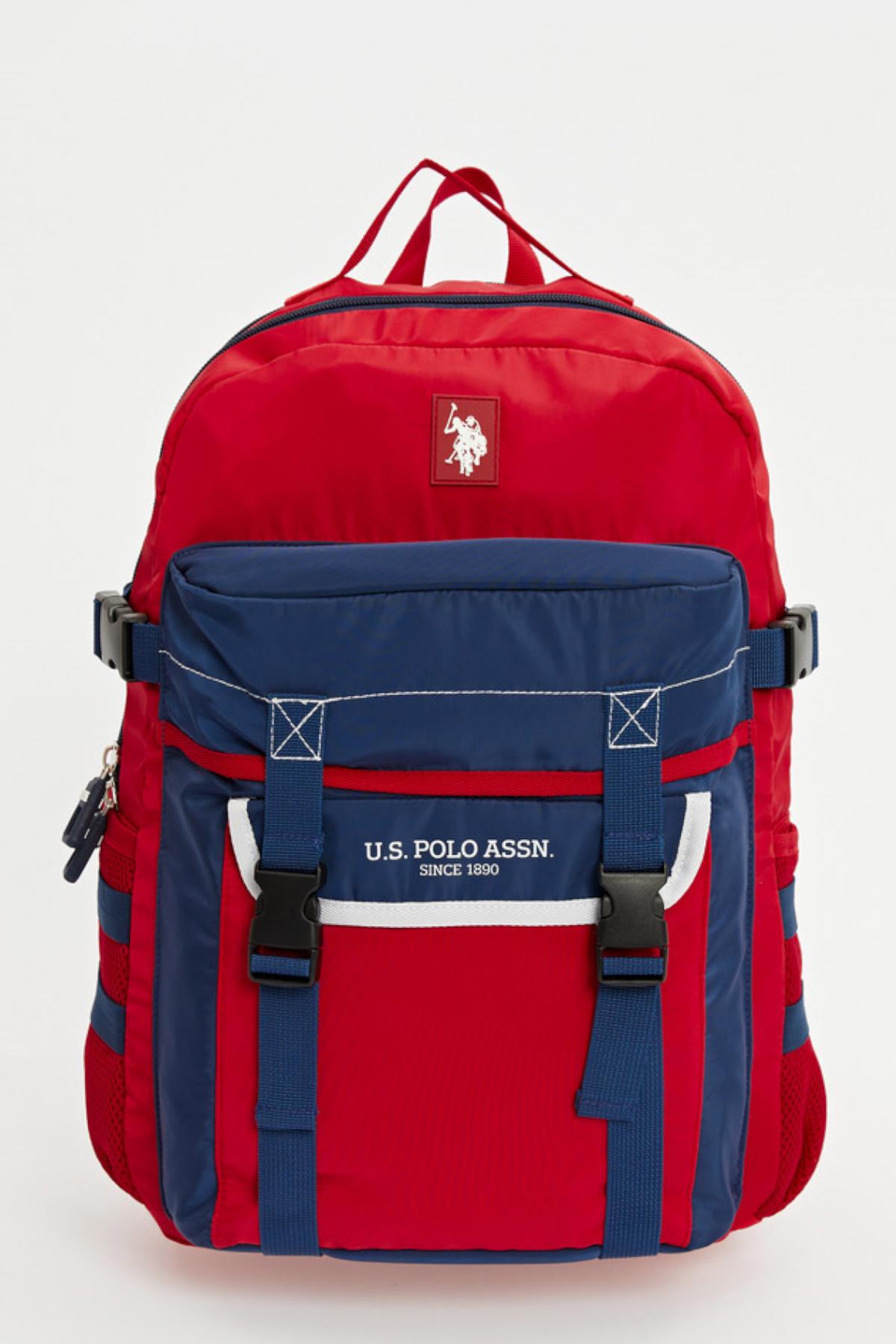 U.S. Polo Assn. 23188 Su Geçirmez 2 Gözlü Kırmızı Lise-Üniversite Unisex Sırt Çantası