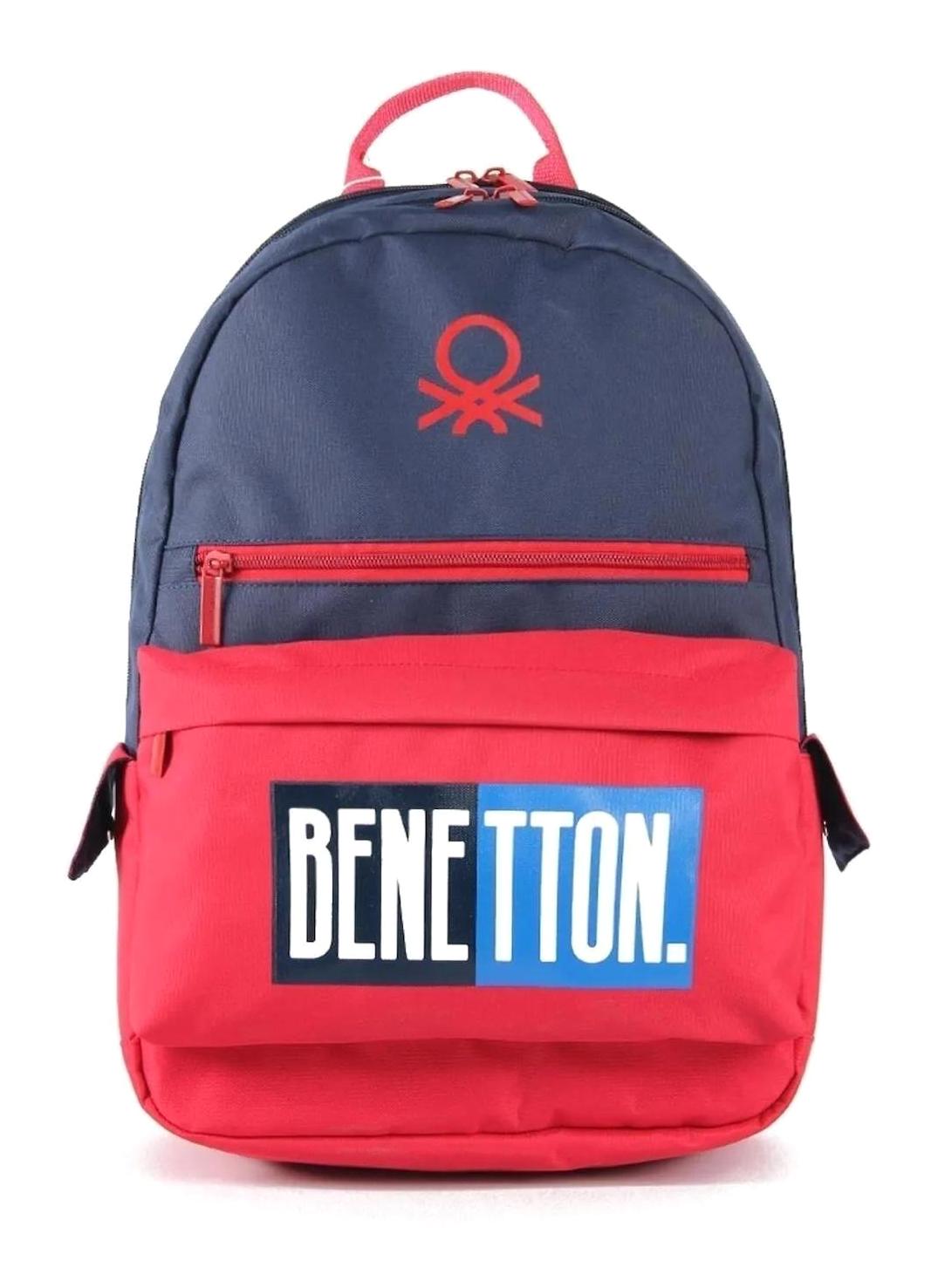 United Colors Of Benetton 03789 Yazılı 2 Gözlü Lacivert Lise-Üniversite Unisex Sırt Çantası