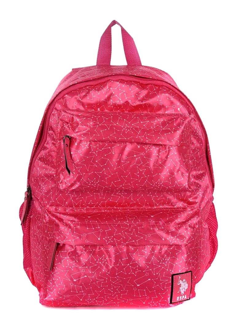 U.S. Polo Assn. Plçan22139 Yıldız Su Geçirmez 2 Gözlü Pembe Lise-Üniversite Unisex Sırt Çantası