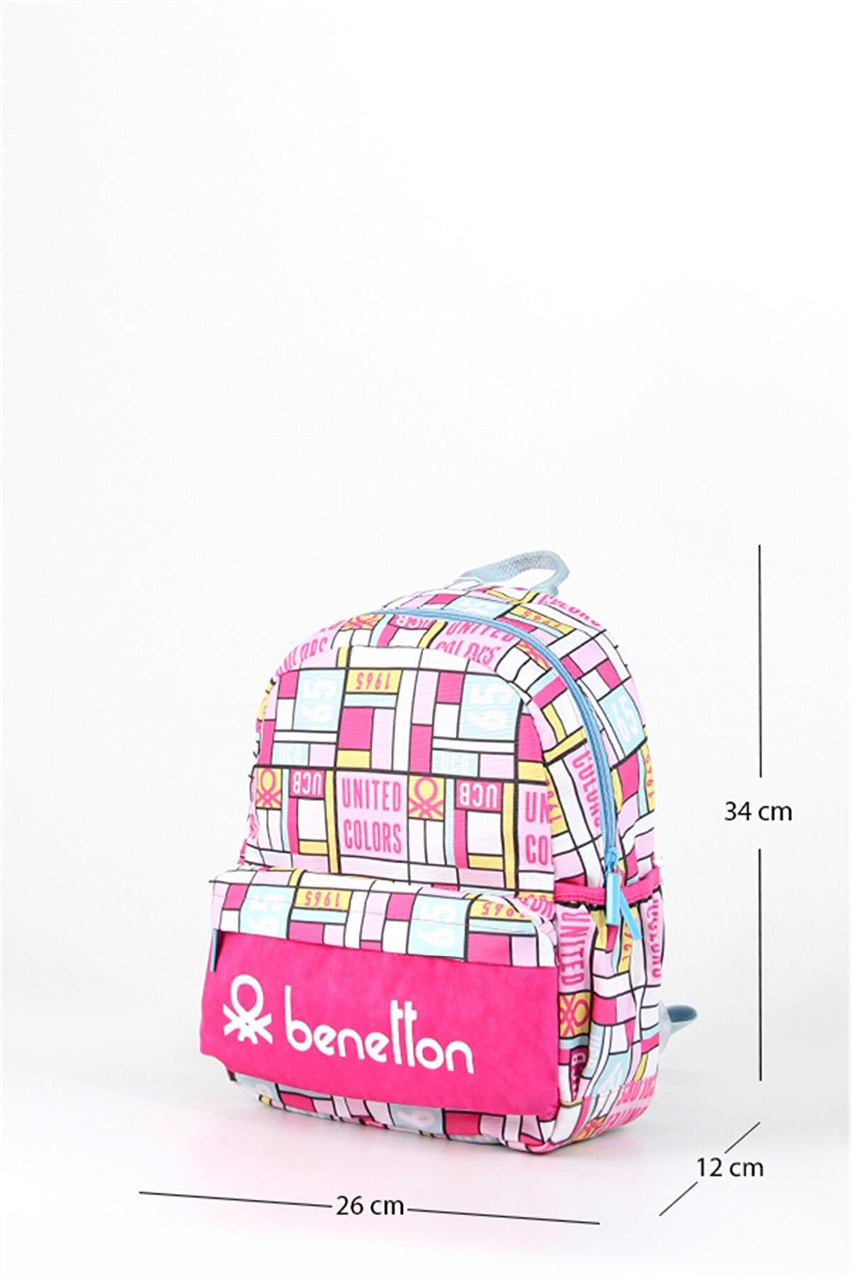 United Colors Of Benetton 76113 Geometrik 2 Gözlü Çok Renkli Anaokulu Unisex Sırt Çantası