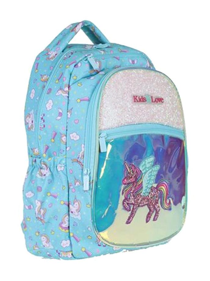 Kaukko L5062 Unicorn Hayvan 4 Gözlü Turkuaz İlkokul Kız Çocuk Sırt Çantası