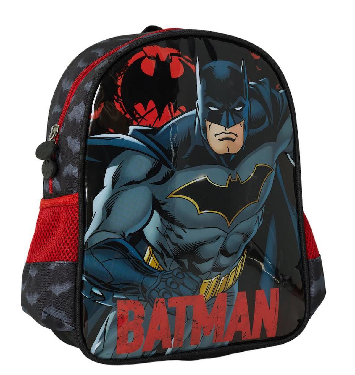 Ellaboni Batman DC Su Geçirmez Tek Gözlü Kırmızı-Siyah Anaokulu Erkek Sırt Çantası