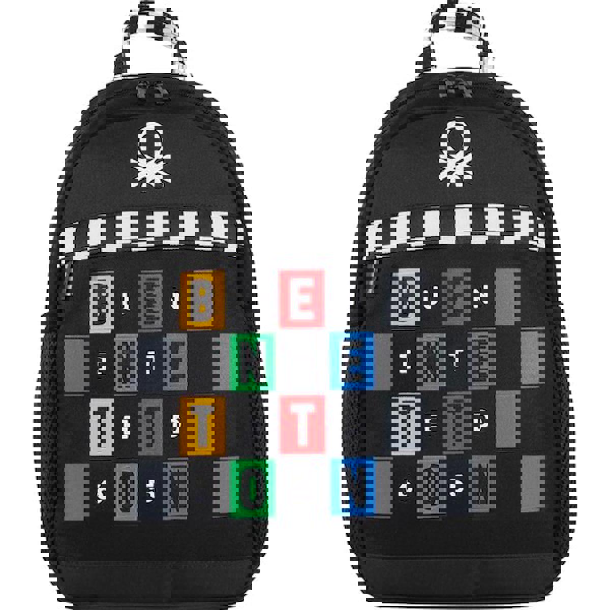 United Colors Of Benetton 03757 Kareli 2 Gözlü Siyah Anaokulu Unisex Sırt Çantası