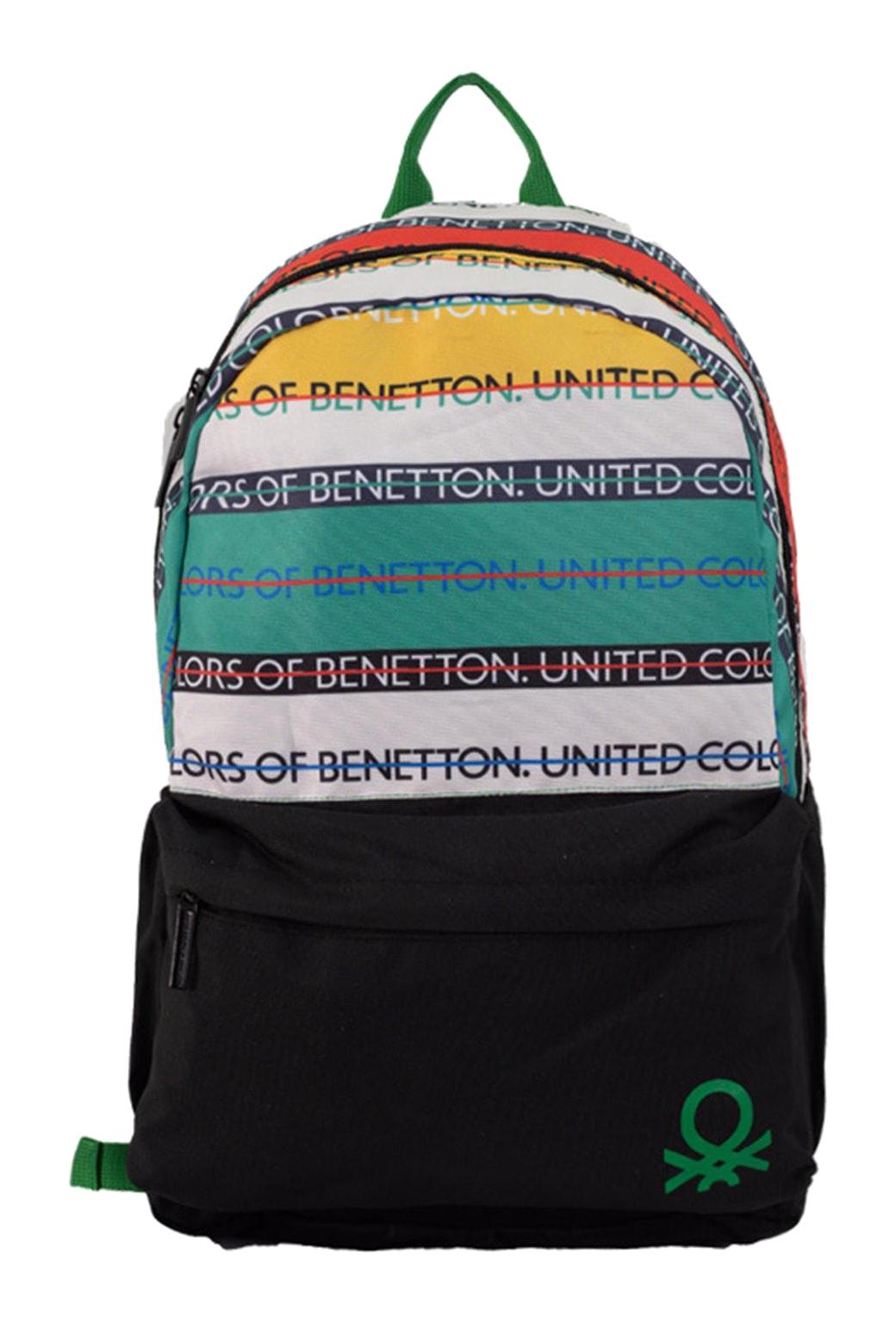 United Colors Of Benetton 76131 Yazılı 3 Gözlü Siyah Lise-Üniversite Unisex Sırt Çantası