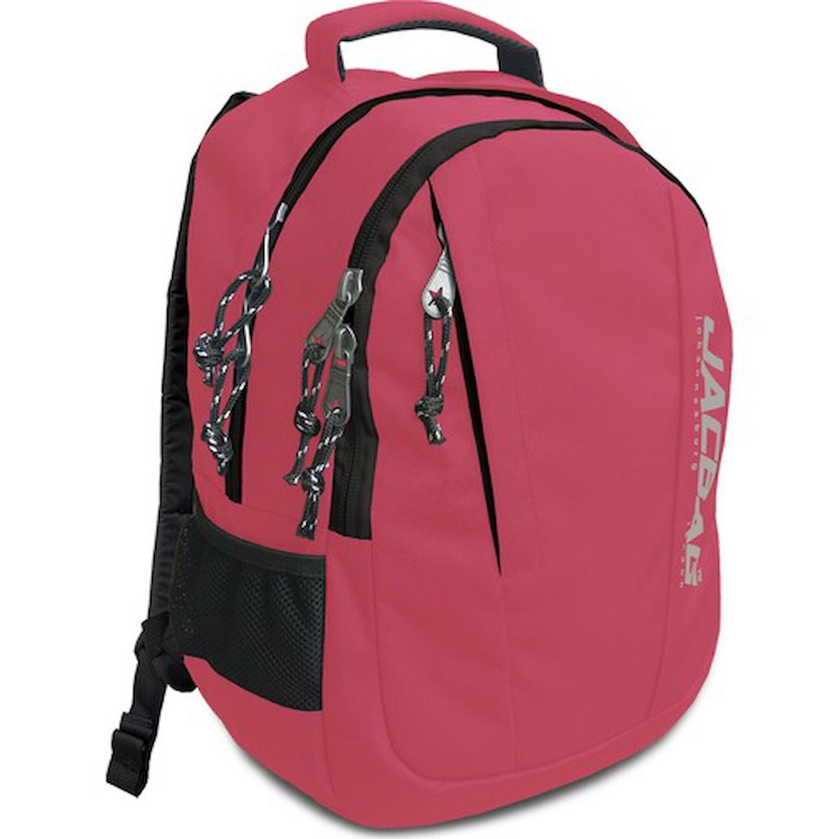 JACBAG JAG-25 3 Gözlü Pembe Lise-Üniversite Unisex Sırt Çantası