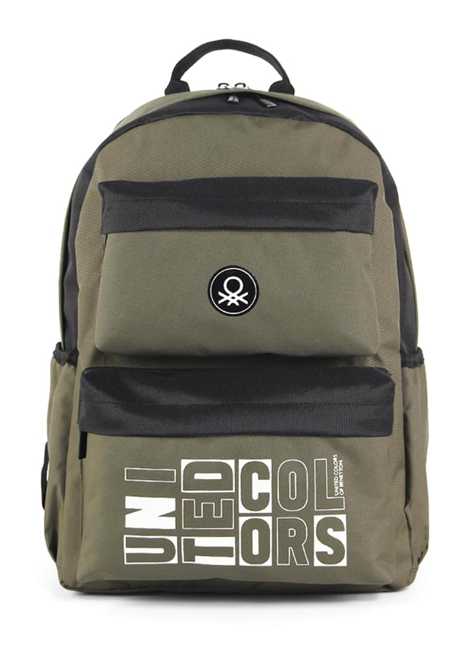United Colors Of Benetton 04291 Yazılı Su Geçirmez 4 Gözlü Yeşil Lise-Üniversite Unisex Sırt Çantası