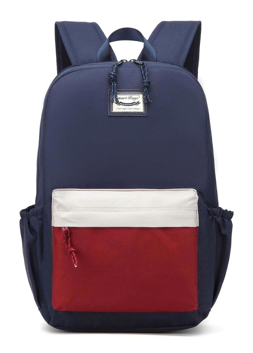 Smart Bags 3158 Çok Gözlü Kırmızı-Lacivert Lise-Üniversite Unisex Sırt Çantası