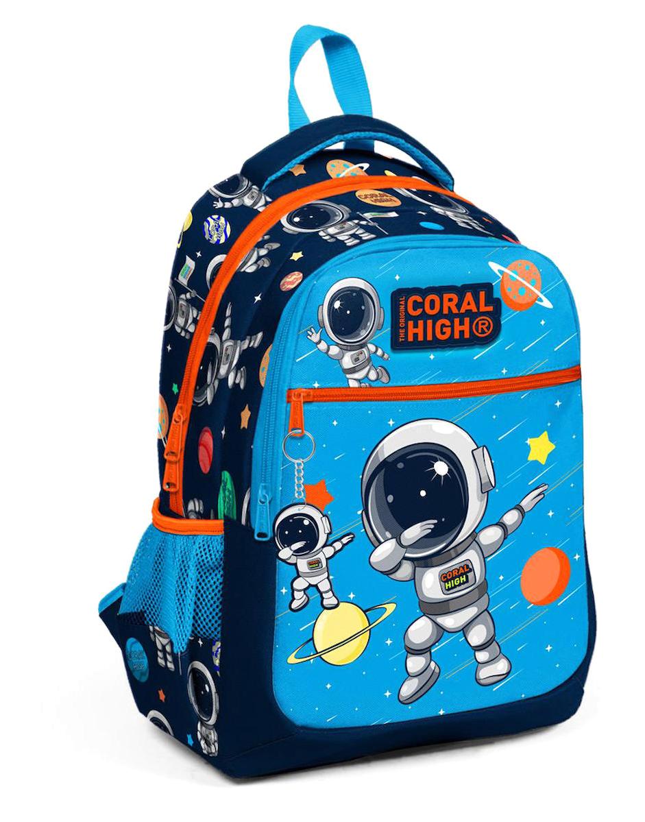 Yaygan Çanta 23486 Astronot Uzay Su Geçirmez 3 Gözlü Mavi İlkokul Erkek Çocuk Sırt Çantası