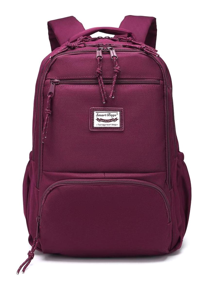 Smart Bags 3196 Çok Gözlü Bordo Lise-Üniversite Kız Çocuk Sırt Çantası