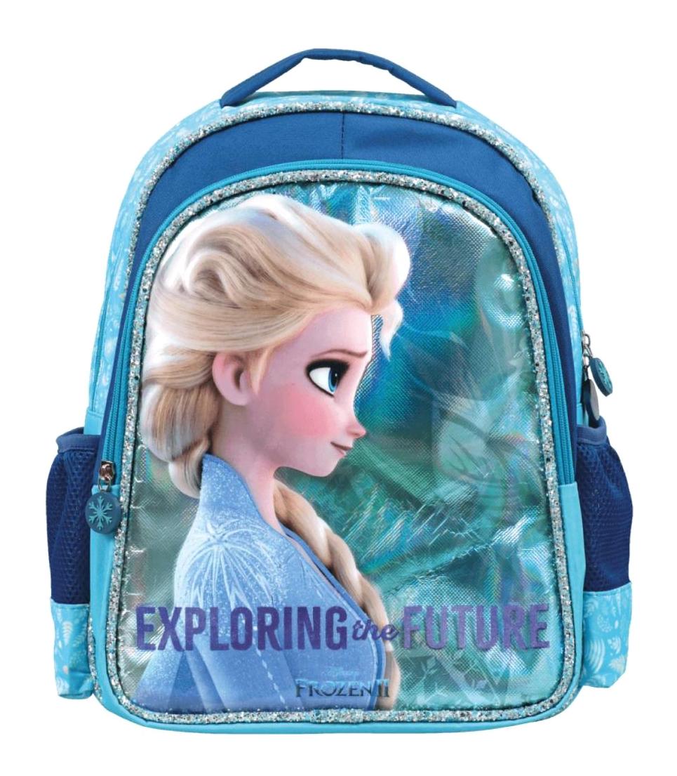 Frocx Due Explorıng Future Elsa Frozen Su Geçirmez 2 Gözlü Mavi İlkokul Kız Çocuk Sırt Çantası